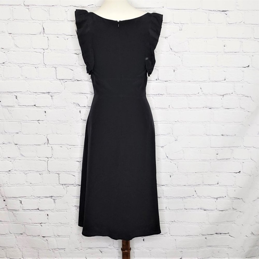 NWT J.PETERMAN Black Flutter Sleeve Silk Dress, Size 2 - Picture 4 of 8